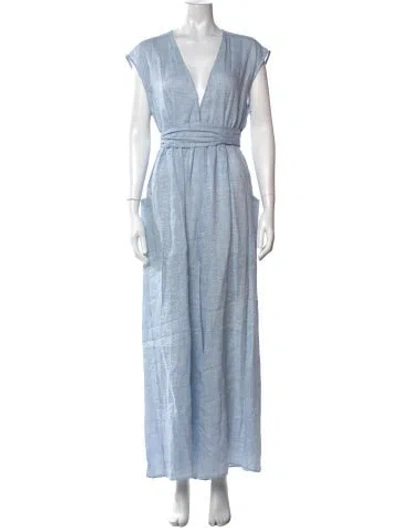 Pre-owned Mara Hoffman Hemp Striped Jumpsuit In Blue/white