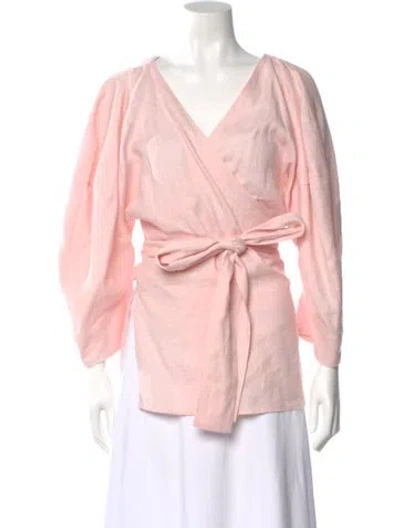 Pre-owned Mara Hoffman Hemp V-neck Blouse In Pink