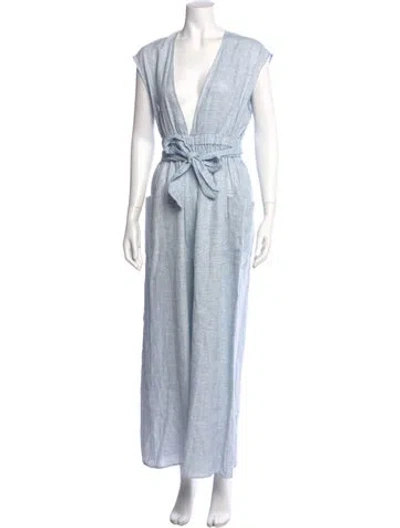 Pre-owned Mara Hoffman Hemp V-neck Jumpsuit In Blue
