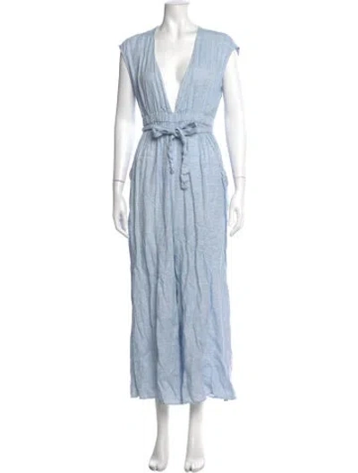 Pre-owned Mara Hoffman Hemp V-neck Jumpsuit In Blue