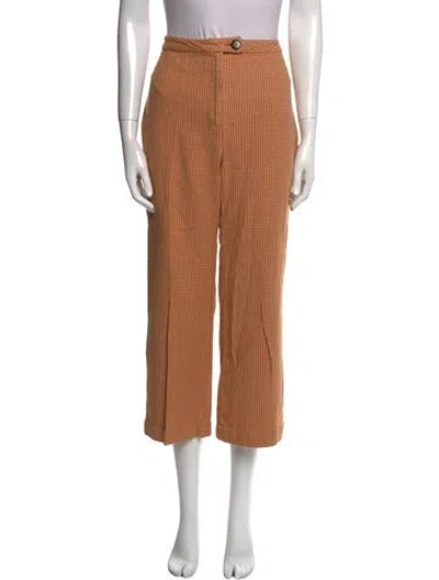 Pre-owned Mara Hoffman Houndstooth Print Wide Leg Pants In Orange