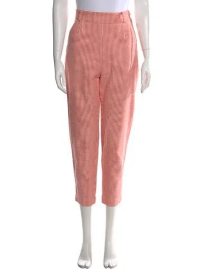 Pre-owned Mara Hoffman Houndstooth Print Wide Leg Pants In White