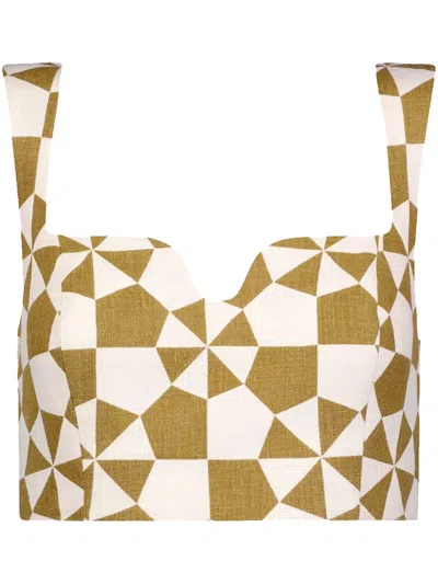 Mara Hoffman Jini Geometric-print Crop Top In Green