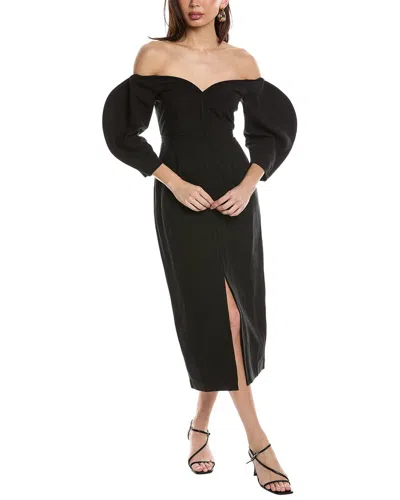 Mara Hoffman Leonara Linen-blend Midi Dress In Black