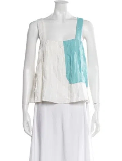 Pre-owned Mara Hoffman Linen Colorblock Pattern Top In Neutral
