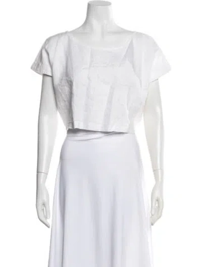 Pre-owned Mara Hoffman Linen Crew Neck Crop Top In Neutral