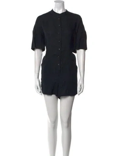 Pre-owned Mara Hoffman Linen Crew Neck Romper In Black