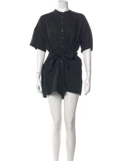 Pre-owned Mara Hoffman Linen Crew Neck Romper In Blue