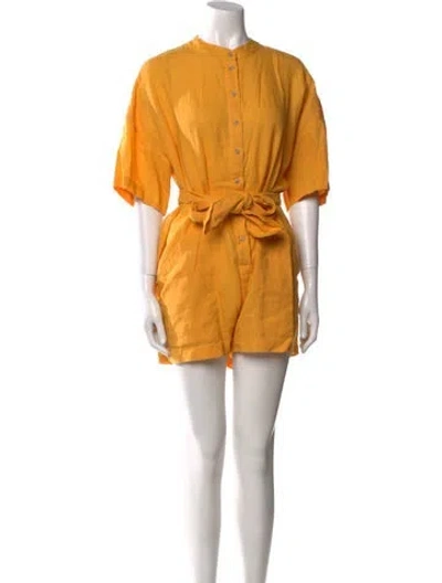 Pre-owned Mara Hoffman Linen Crew Neck Romper In Yellow