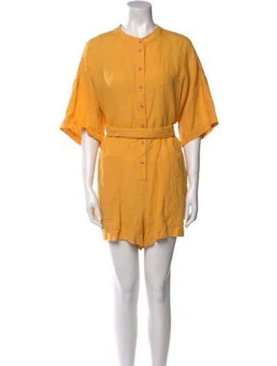 Pre-owned Mara Hoffman Linen Crew Neck Romper In Yellow