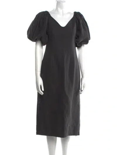 Pre-owned Mara Hoffman Linen Knee-length Dress In Black