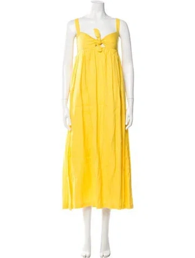 Pre-owned Mara Hoffman Linen Knee-length Dress In Yellow
