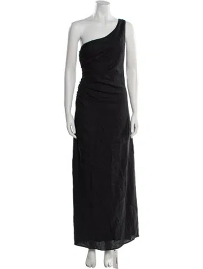 Pre-owned Mara Hoffman Linen Long Dress In Black