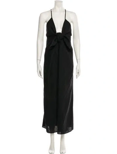 Pre-owned Mara Hoffman Linen Long Dress In Black
