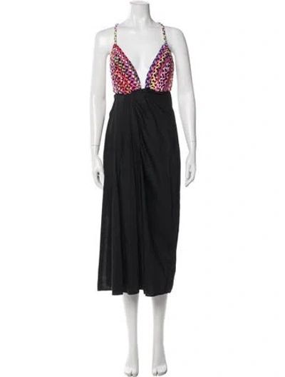 Pre-owned Mara Hoffman Linen Long Dress In Black