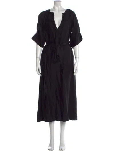 Pre-owned Mara Hoffman Linen Long Dress In Black