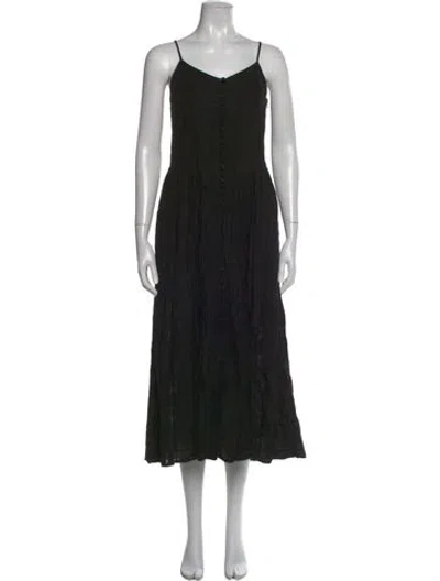 Pre-owned Mara Hoffman Linen Long Dress In Black