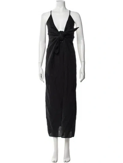 Pre-owned Mara Hoffman Linen Long Dress In Black