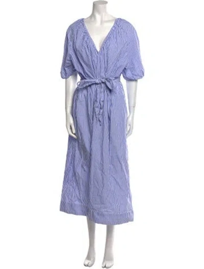Pre-owned Mara Hoffman Linen Long Dress In Blue