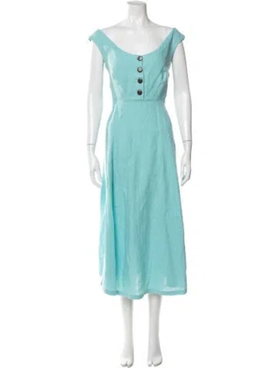 Pre-owned Mara Hoffman Linen Long Dress In Blue