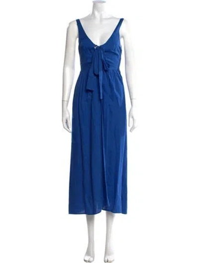 Pre-owned Mara Hoffman Linen Long Dress In Blue