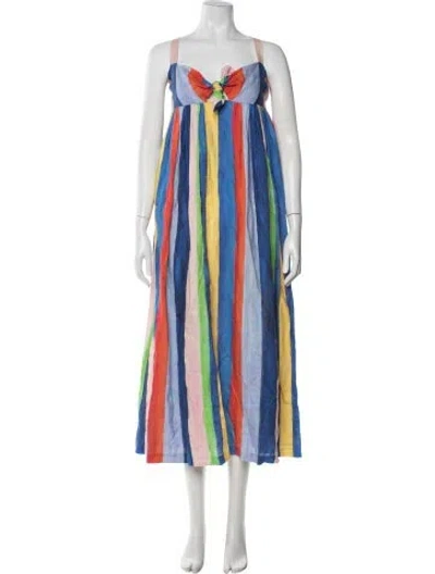 Pre-owned Mara Hoffman Linen Long Dress In Blue