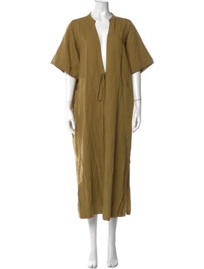 Pre-owned Mara Hoffman Linen Long Dress In Green
