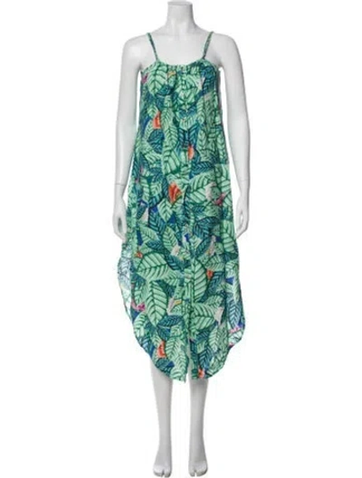 Pre-owned Mara Hoffman Linen Long Dress In Green