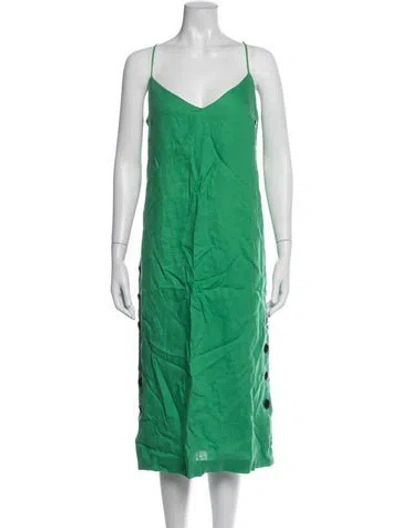 Pre-owned Mara Hoffman Linen Long Dress In Green