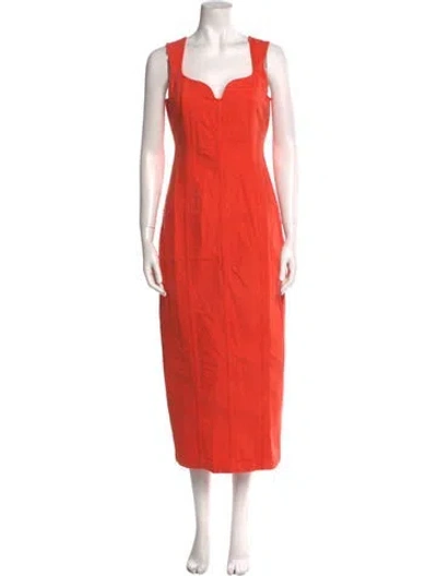 Pre-owned Mara Hoffman Linen Long Dress In Orange