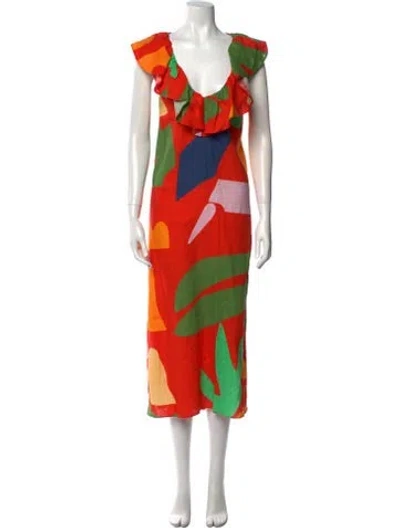 Pre-owned Mara Hoffman Linen Long Dress In Orange