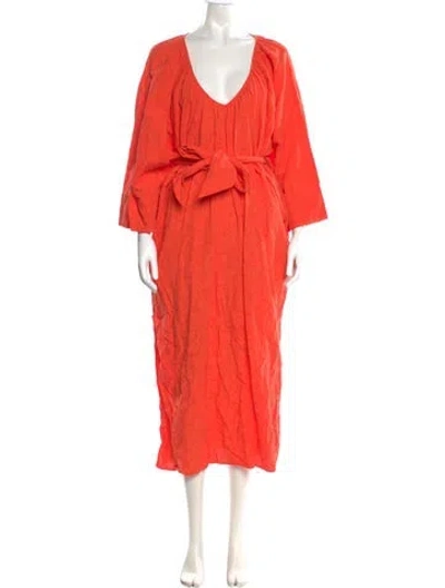 Pre-owned Mara Hoffman Linen Long Dress In Orange