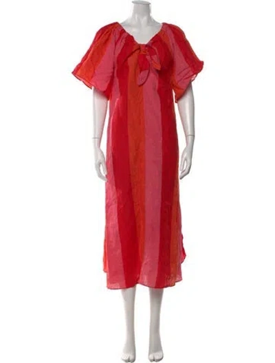 Pre-owned Mara Hoffman Linen Long Dress In Red
