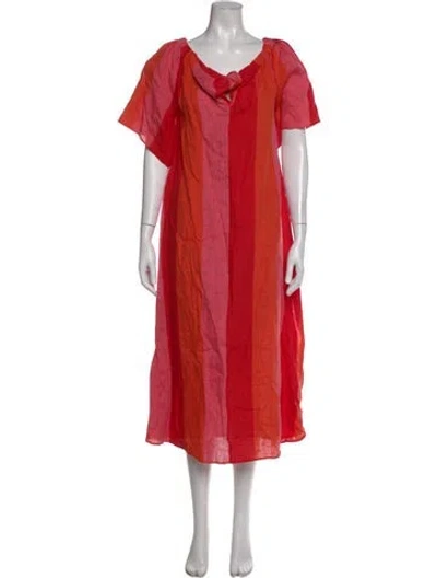 Pre-owned Mara Hoffman Linen Long Dress In Red