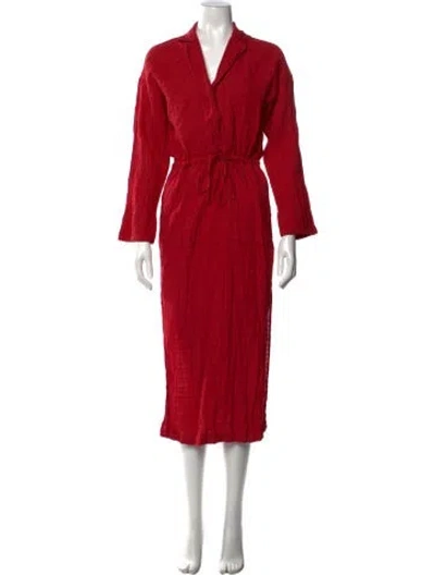 Pre-owned Mara Hoffman Linen Long Dress In Red