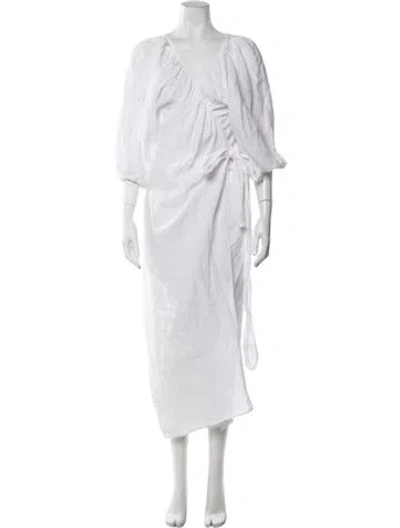 Pre-owned Mara Hoffman Linen Long Dress In White
