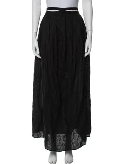 Pre-owned Mara Hoffman Linen Long Skirt In Black