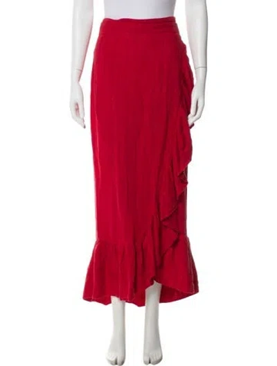 Pre-owned Mara Hoffman Linen Long Skirt In Red