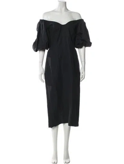 Pre-owned Mara Hoffman Linen Midi Length Dress In Black