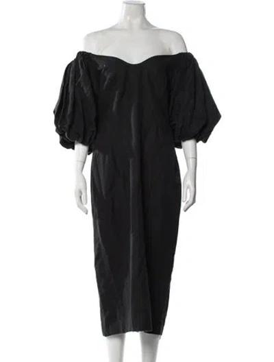 Pre-owned Mara Hoffman Linen Midi Length Dress In Black