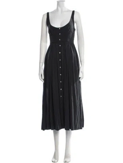 Pre-owned Mara Hoffman Linen Midi Length Dress In Black