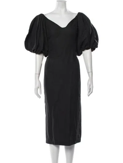 Pre-owned Mara Hoffman Linen Midi Length Dress In Black