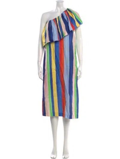 Pre-owned Mara Hoffman Linen Midi Length Dress In Blue
