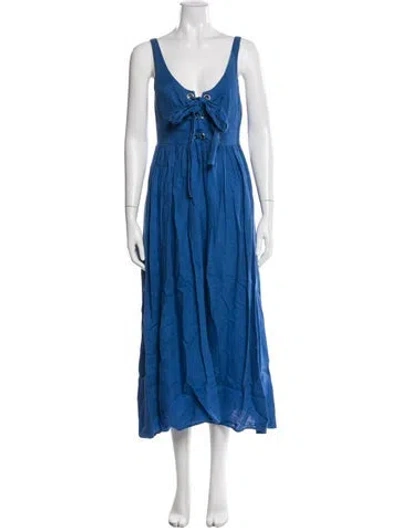 Pre-owned Mara Hoffman Linen Midi Length Dress In Blue