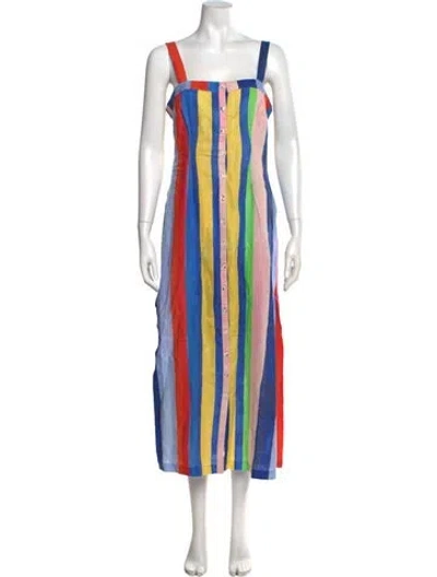 Pre-owned Mara Hoffman Linen Midi Length Dress In Blue