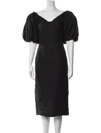 Pre-owned Mara Hoffman Linen Midi Length Dress In Blue