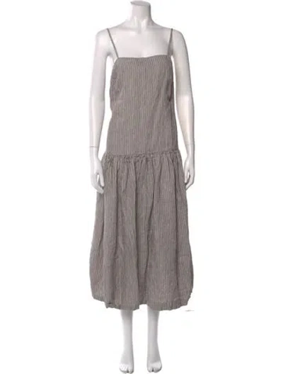 Pre-owned Mara Hoffman Linen Midi Length Dress In Gray