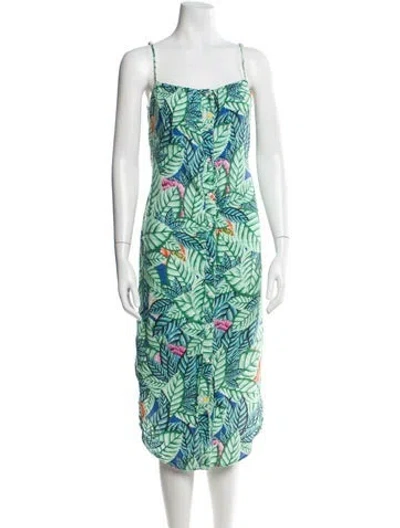 Pre-owned Mara Hoffman Linen Midi Length Dress In Green