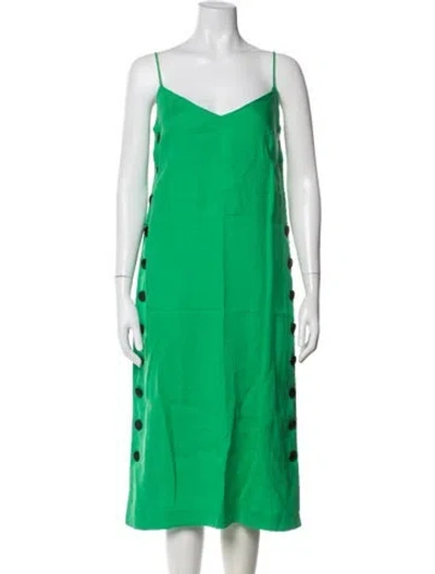 Pre-owned Mara Hoffman Linen Midi Length Dress In Green