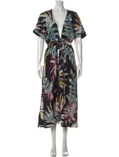 Pre-owned Mara Hoffman Linen Midi Length Dress In Multicolor
